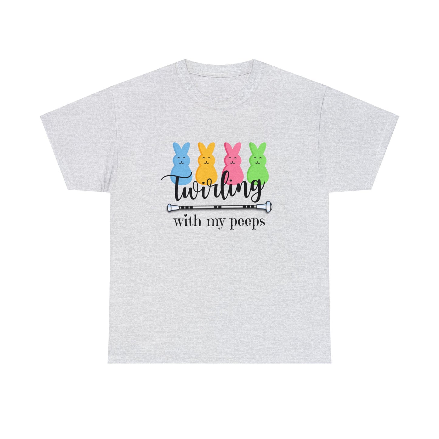 Twirling with My Peeps Unisex Heavy Cotton Tee, Easter Gift for Baton Twirler Daughter