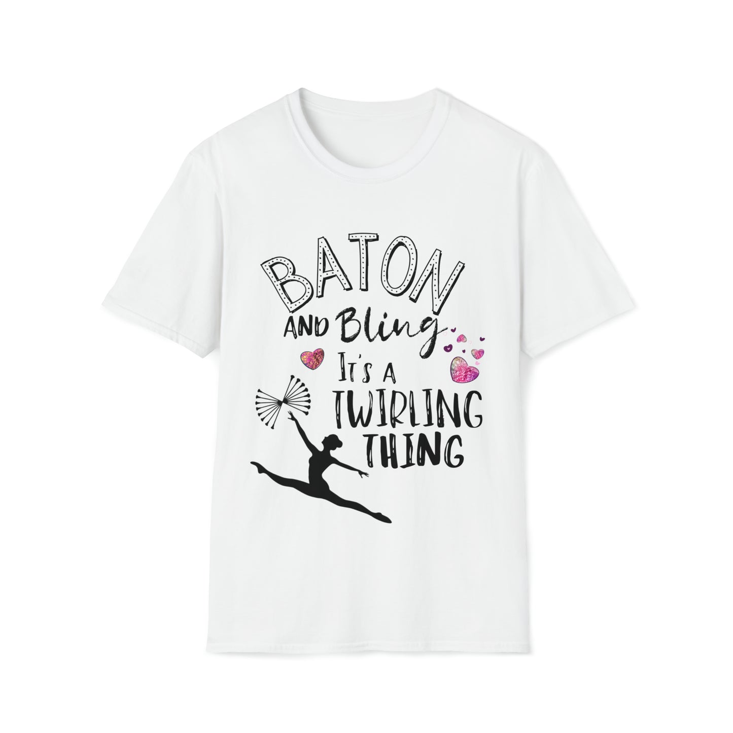 Baton and Bling It's a Twirling Thing Unisex Softstyle Gildan T-Shirt, Twirl Mom Gift, Baton Twirling T-Shirt