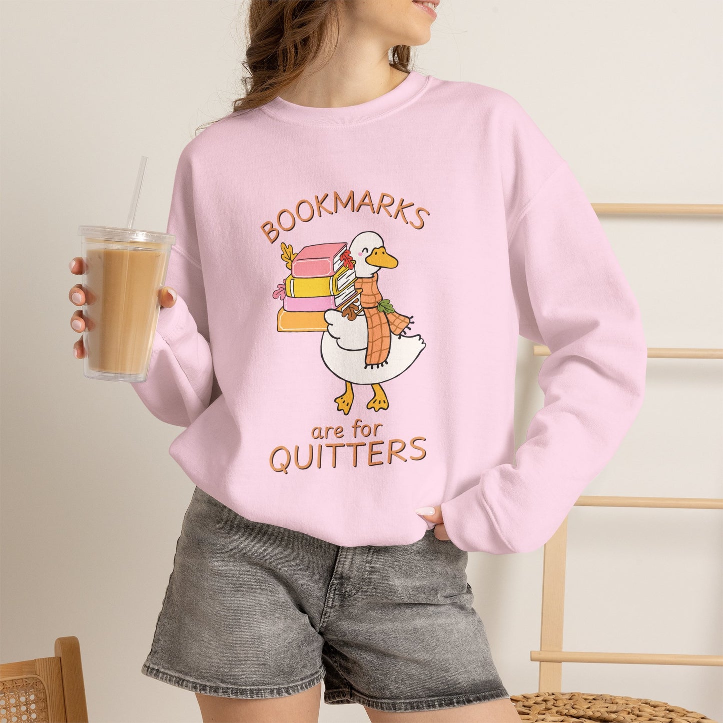 Bookmarks Are for Quitters Cozy Sweatshirt | Reading Goose Fall Crewneck