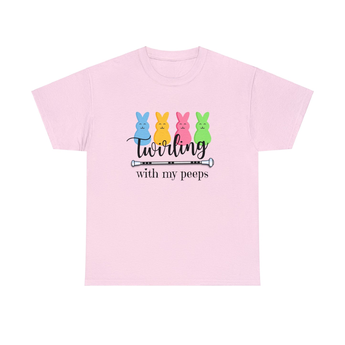 Twirling with My Peeps Unisex Heavy Cotton Tee, Easter Gift for Baton Twirler Daughter