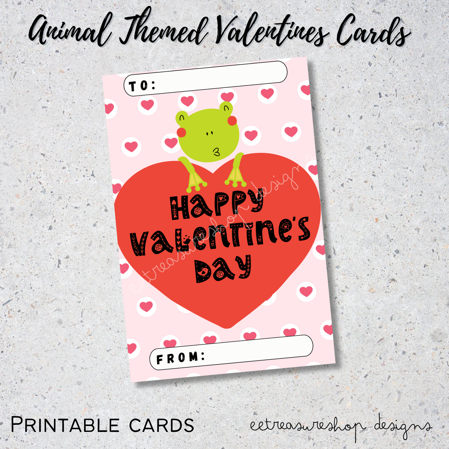 Valentines Day Printable, Animal Themed Valentine Kids Cards, PDF Digital Download, Printable Valentine for Kids