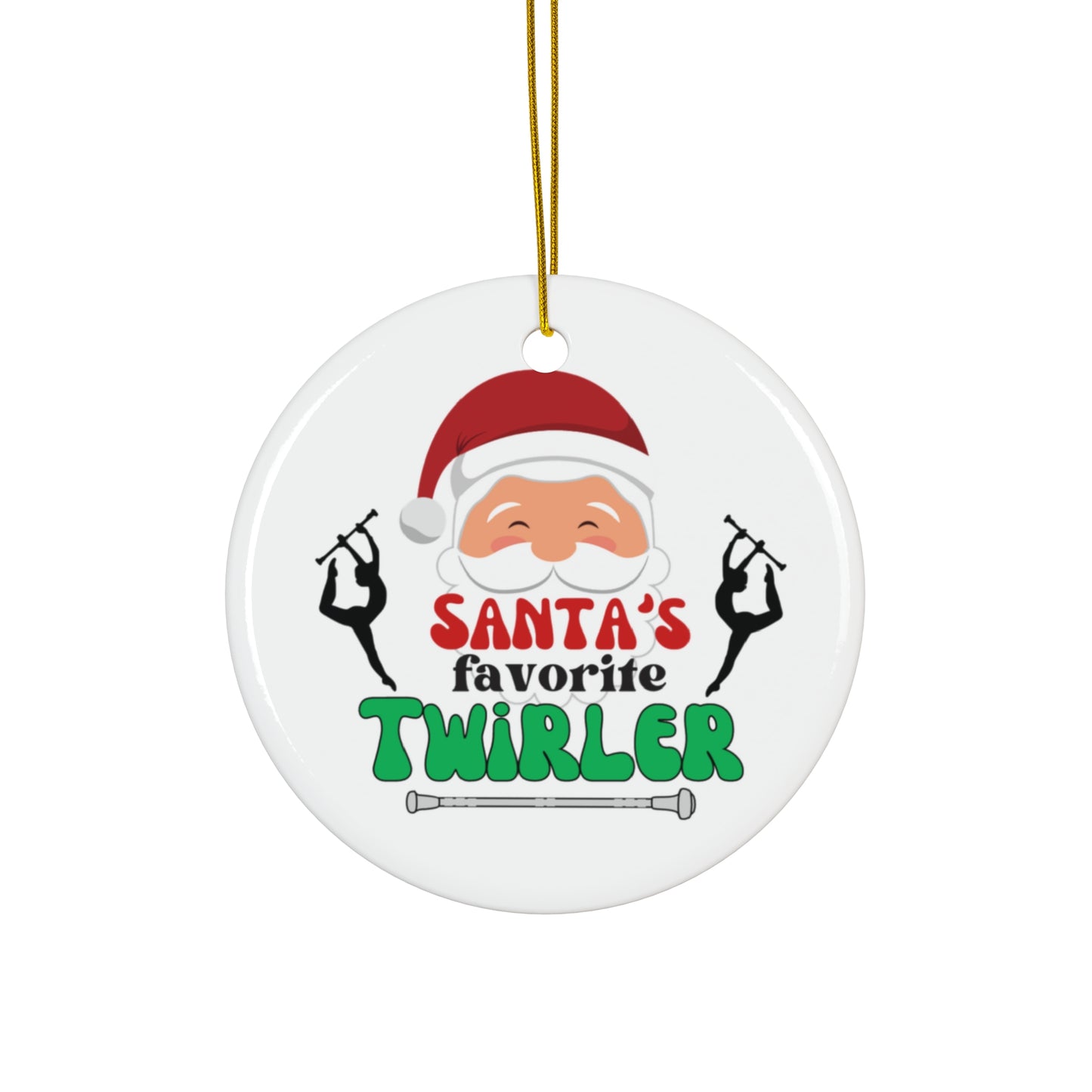 Santa's Favorite Twirler Ceramic Ornament, Circle, Snowflake Baton Twirler Christmas Gift, Holiday Ornament, Christmas Decoration