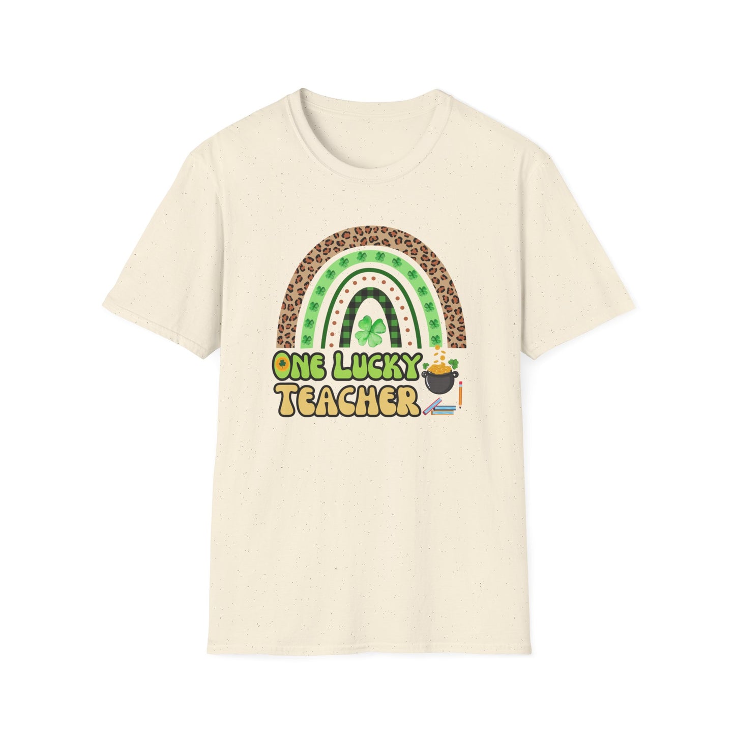 One Lucky Teacher St Patricks Day Unisex Softstyle T-Shirt, St Patricks Day Gift for Teacher Friend, Birthday Gift for Teacher