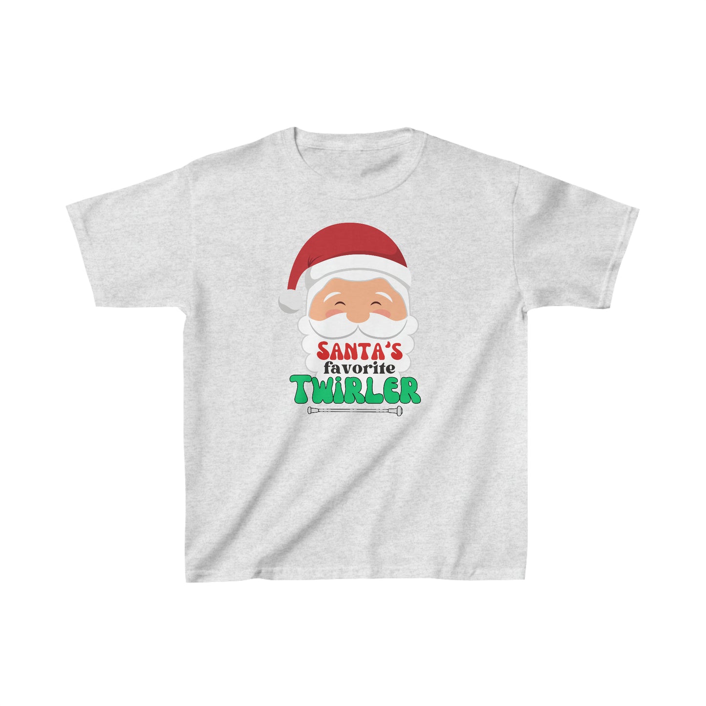 Santa's Favorite Twirler Kids Heavy Cotton Gildan Tee, Baton Twirler T-shirt, Twirler Christmas Shirt, Baton Twirler Gift