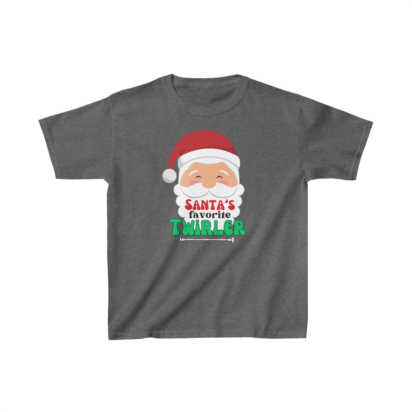 Santa's Favorite Twirler Kids Heavy Cotton Gildan Tee, Baton Twirler T-shirt, Twirler Christmas Shirt, Baton Twirler Gift