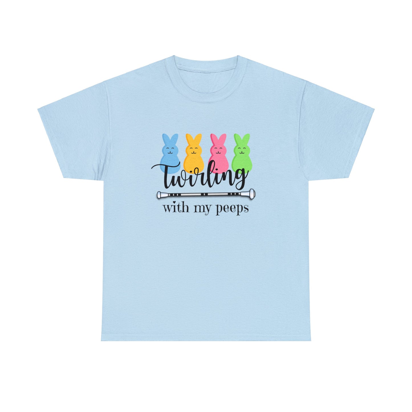 Twirling with My Peeps Unisex Heavy Cotton Tee, Easter Gift for Baton Twirler Daughter
