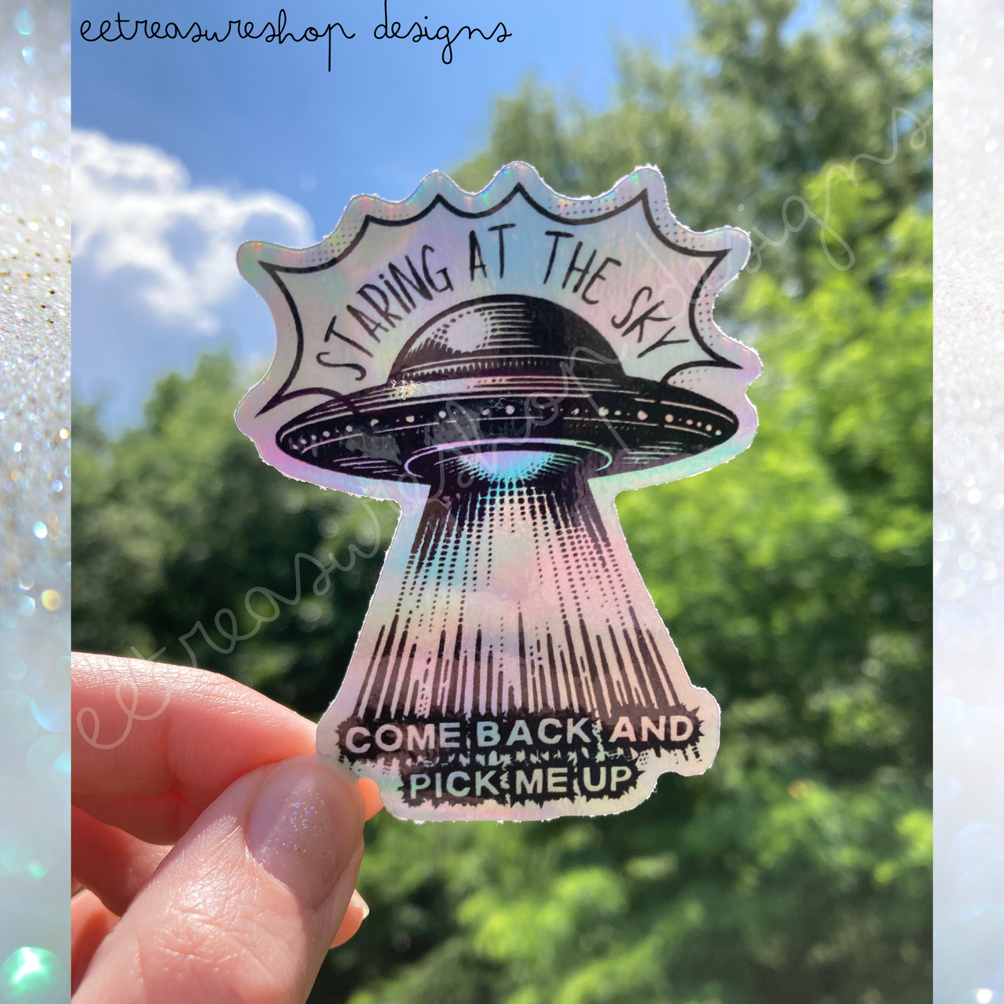 TTPD Down Bad UFO Taylor Swift Inspired Holographic Waterproof Vinyl Sticker