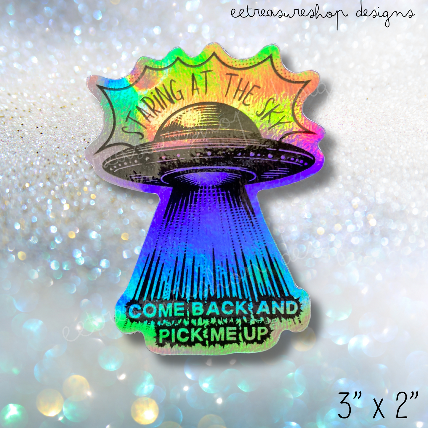 TTPD Down Bad UFO Taylor Swift Inspired Holographic Waterproof Vinyl Sticker