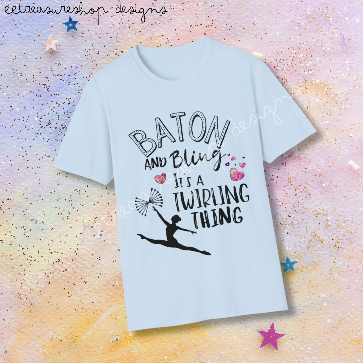 Baton and Bling It's a Twirling Thing Unisex Softstyle Gildan T-Shirt, Twirl Mom Gift, Baton Twirling T-Shirt