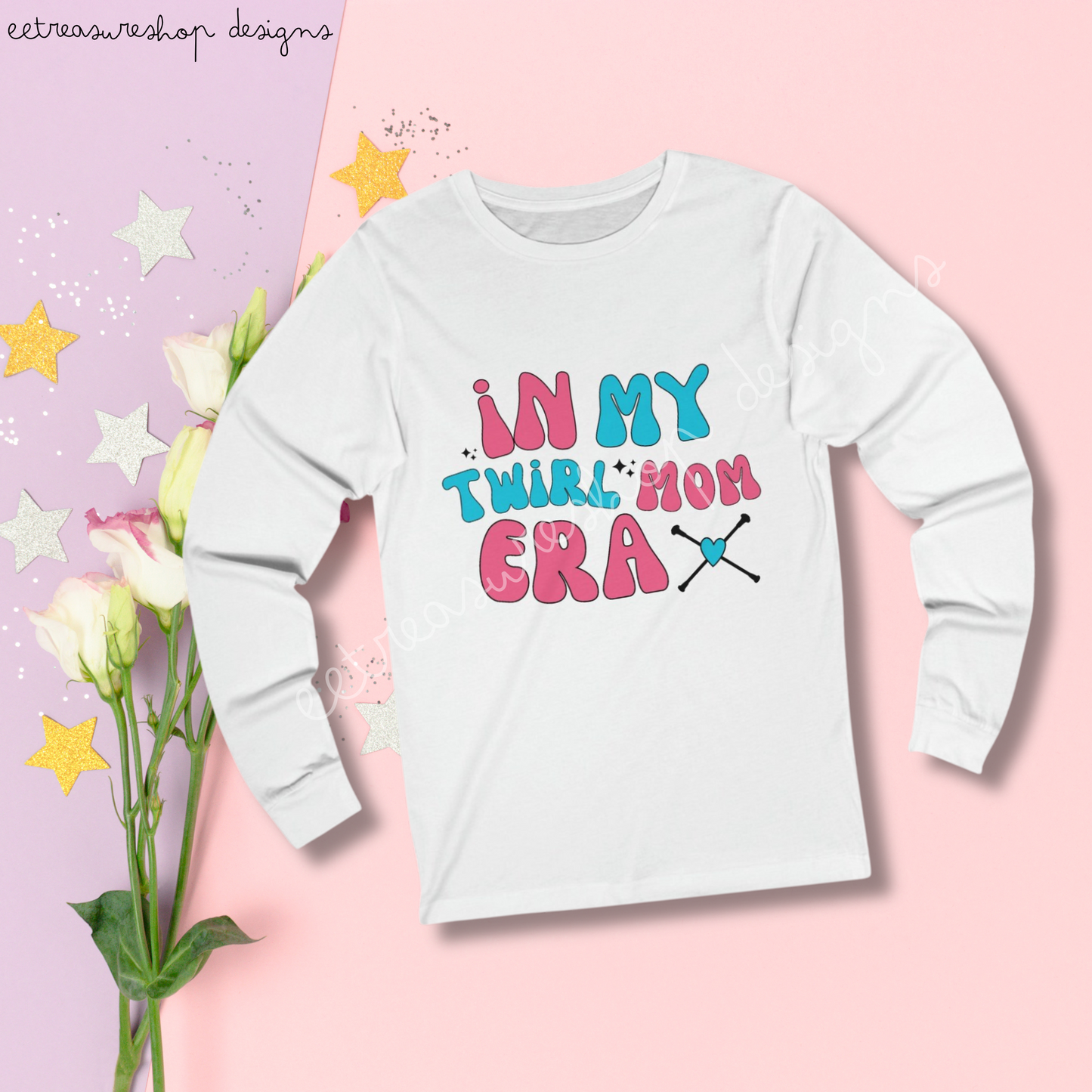 In My Twirl Mom Era Unisex Jersey Long Sleeve Tee, Baton Twirler Mom Shirt, Twirler Mom Gift