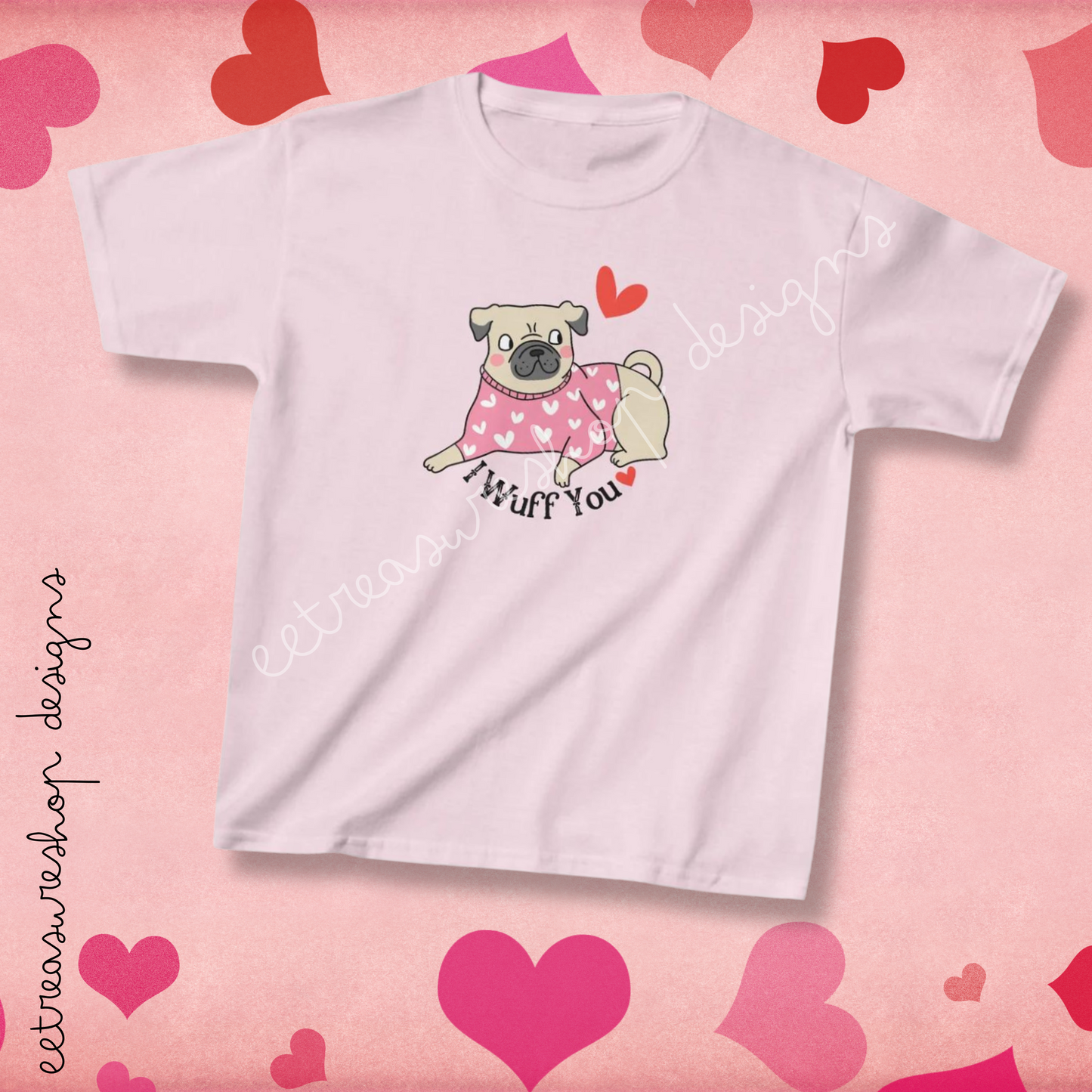 I Wuff You Kids Heavy Cotton Gildan Tee, Dog Valentines T-shirt, Kids Valentine Gift