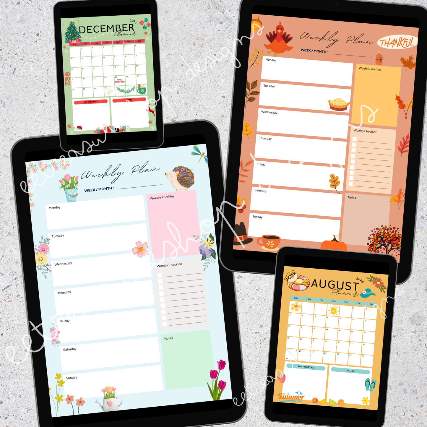 2025 Seasonal Digital Planner PDF for GoodNotes, Notability, iPad Tablet Monthly Weekly Planner, Digital Calendar Holiday Themed