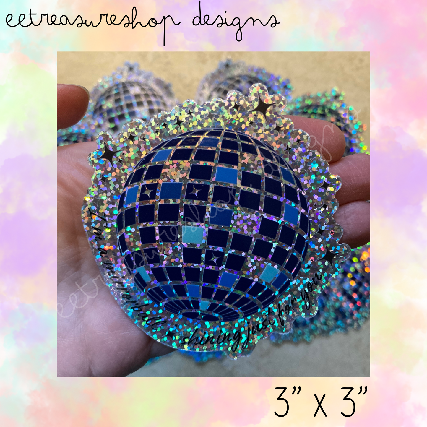 Swiftie Taylor Swift Inspired Mirrorball Holographic Glitter Waterproof Vinyl Sticker