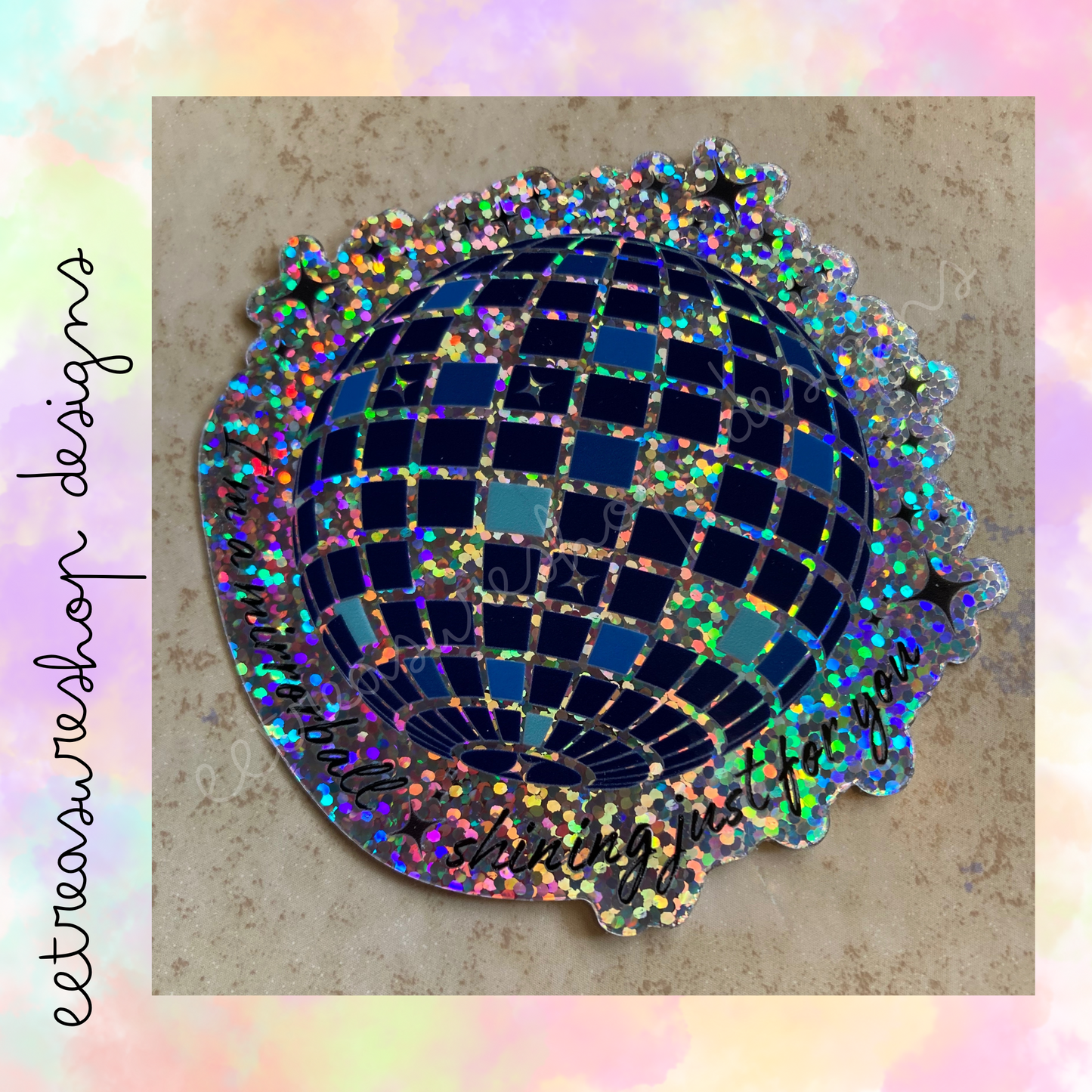Swiftie Taylor Swift Inspired Mirrorball Holographic Glitter Waterproof Vinyl Sticker