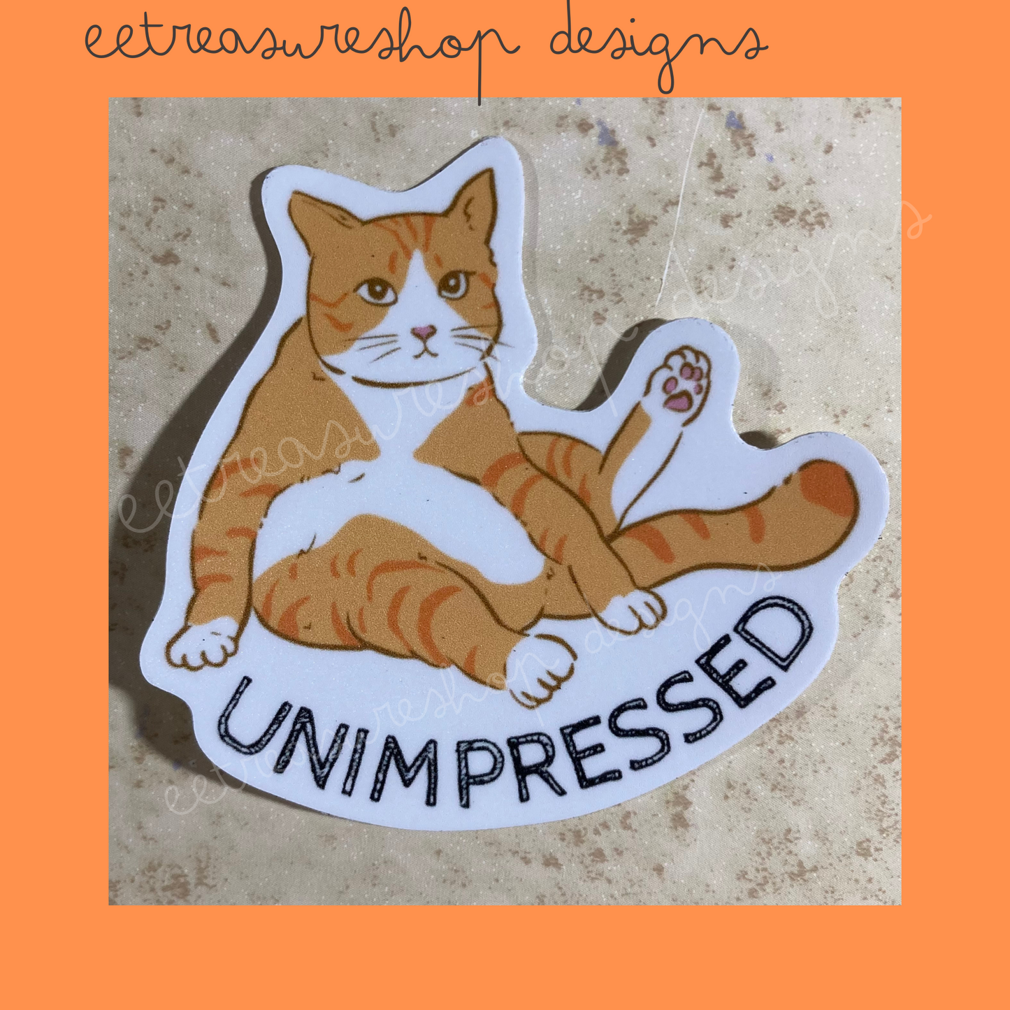 Unimpressed Orange Cat Funny Vinyl Waterproof Sticker