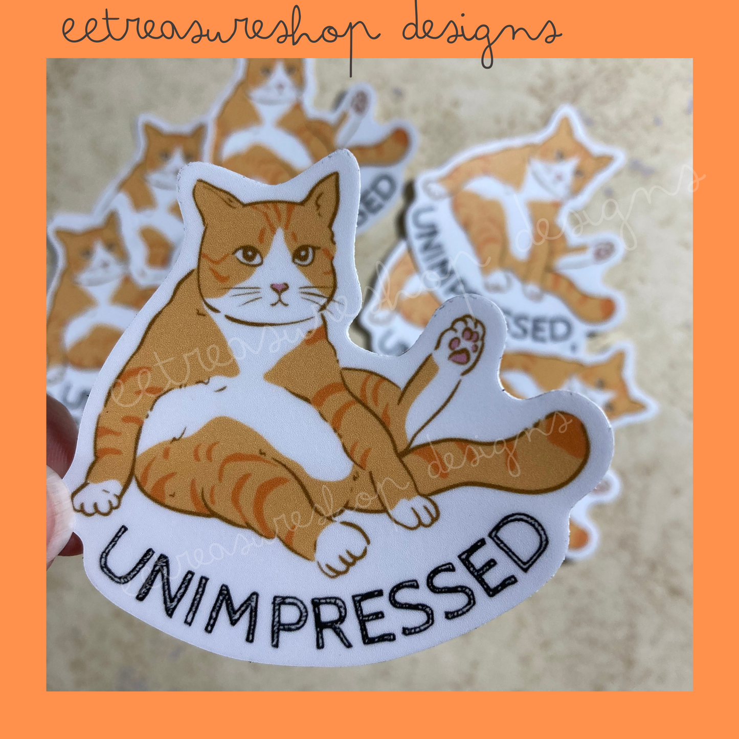 Unimpressed Orange Cat Funny Vinyl Waterproof Sticker