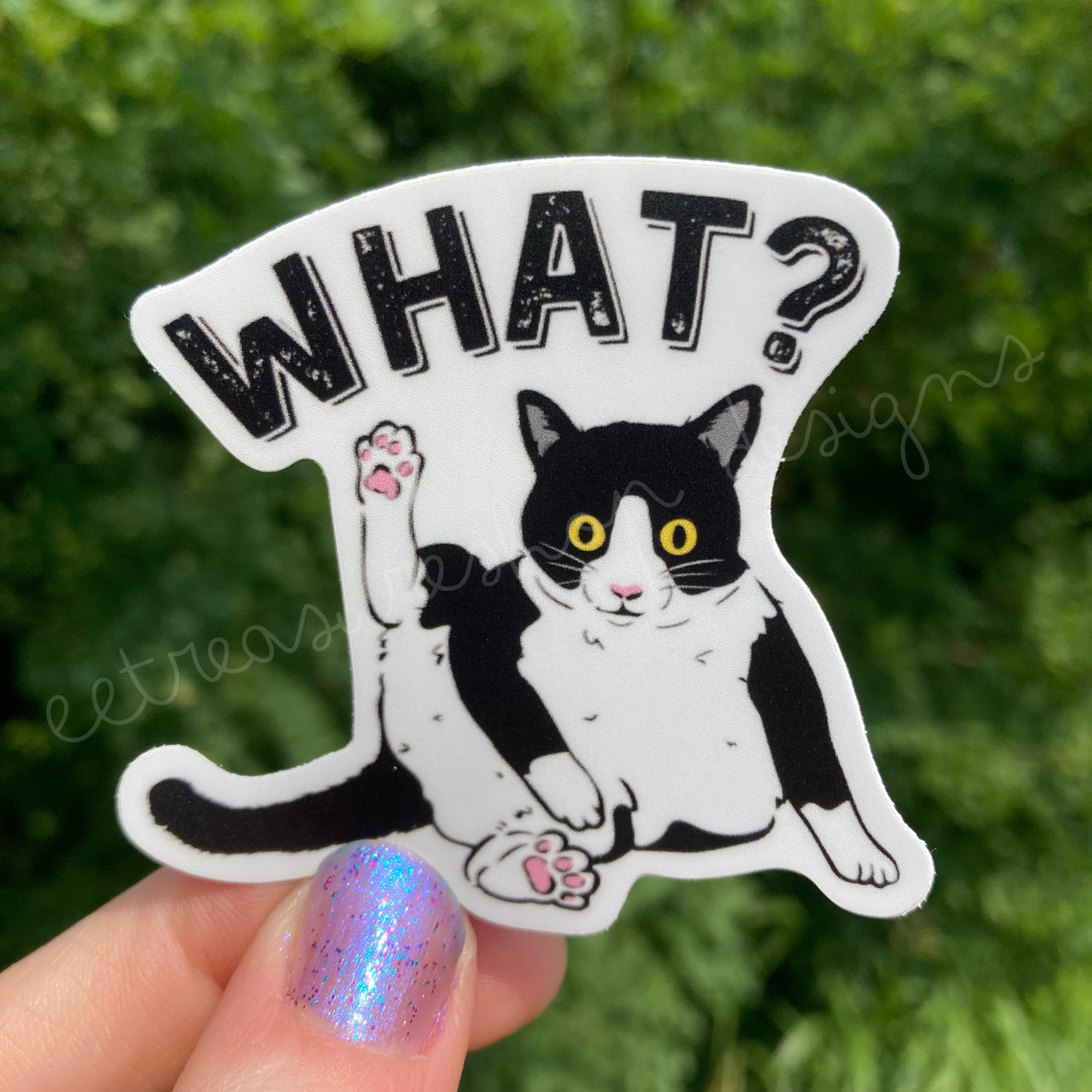 Set of 2 Cat Funny Vinyl Waterproof Stickers