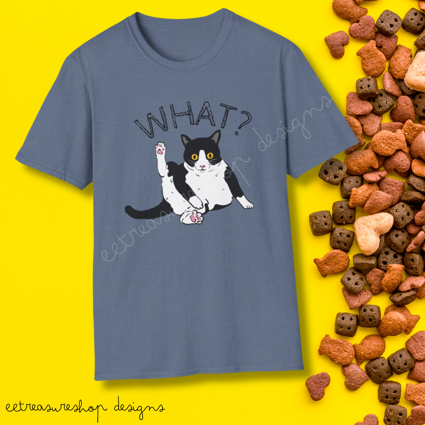 What Funny Tuxedo Cat Unisex Softstyle Gildan T-Shirt, Funny Cat Lover Tee, Birthday Gift for Cat Mom, Funny Gift for Cat Lover