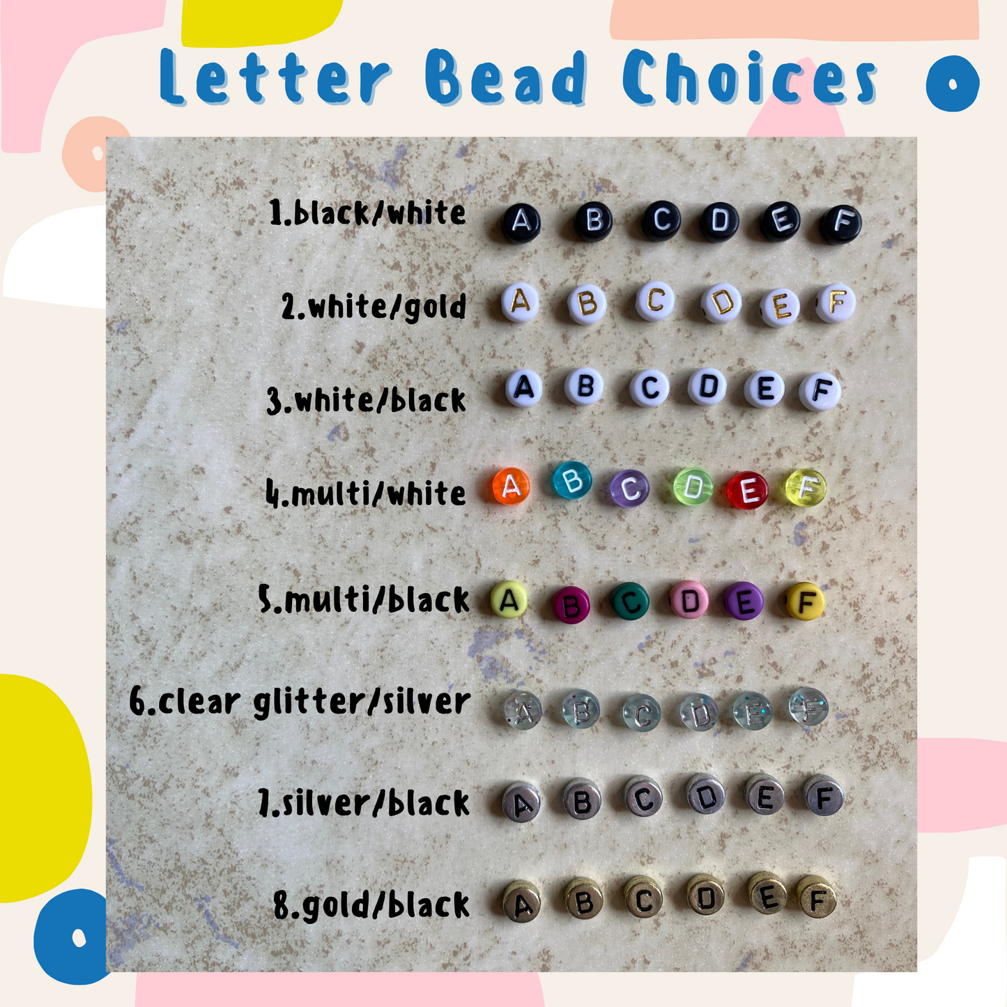 Custom Name Heishi Bracelet, Multi Color Polymer Disc Bead Bracelet