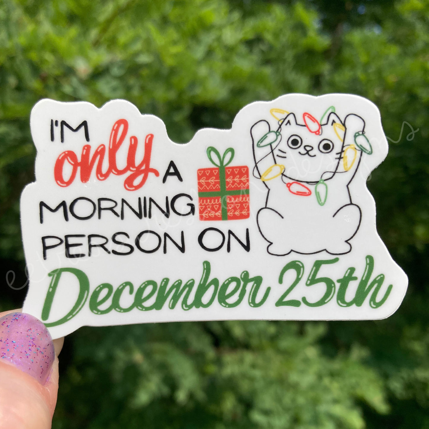 Cat Christmas Funny Vinyl Waterproof Sticker