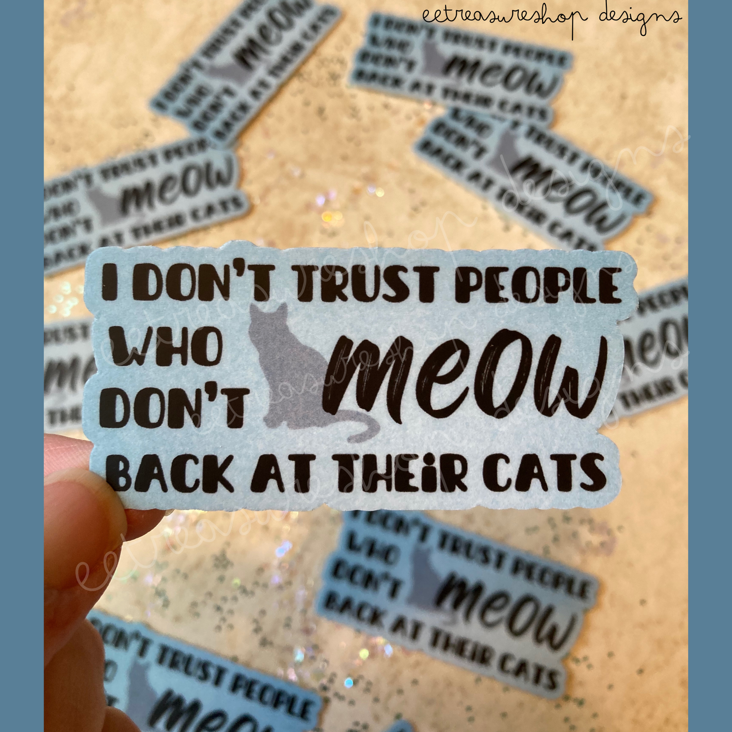 Cat Lover Vinyl Waterproof Stickers, 7 Sticker Bundle