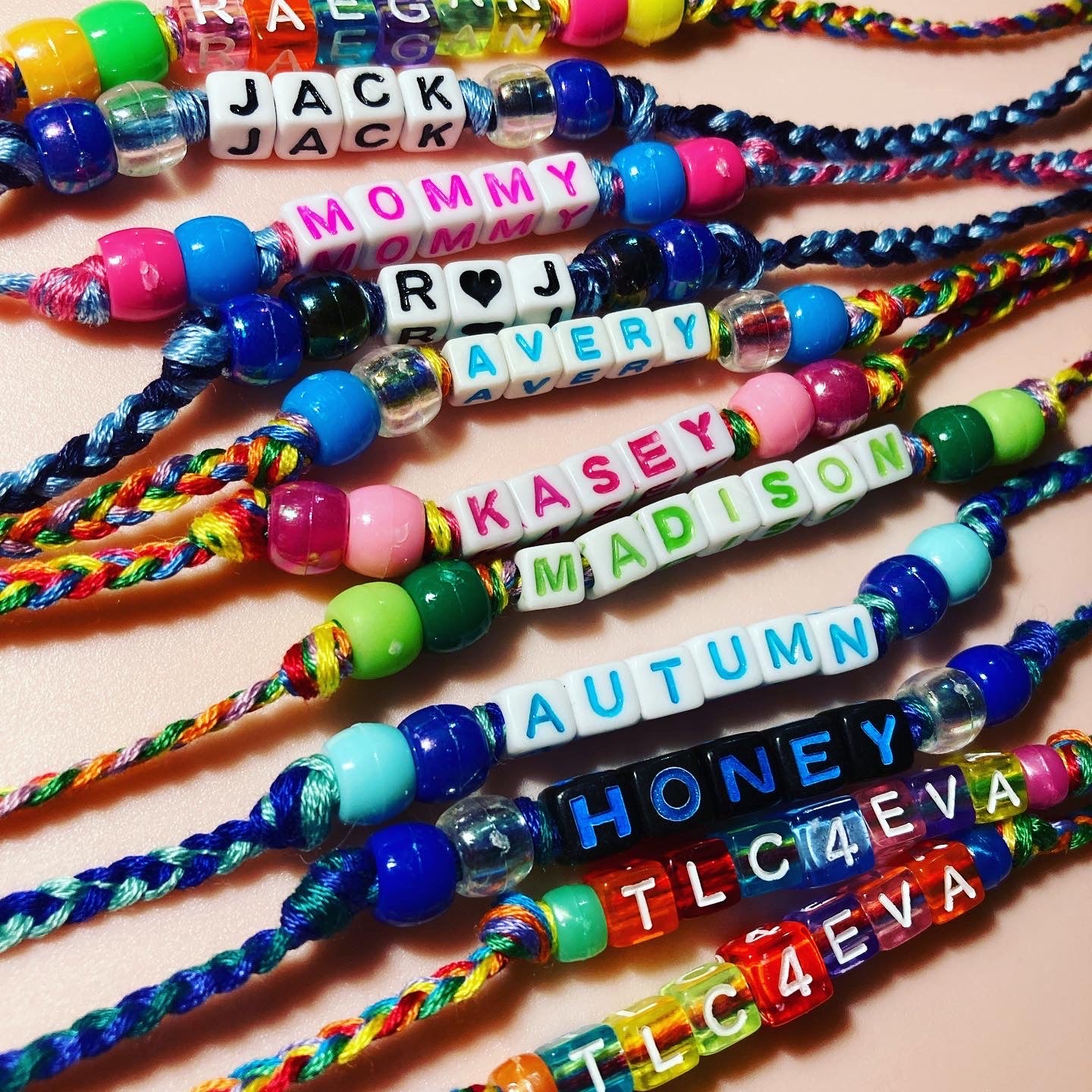Custom Name Thread and Bead Friendship Bracelet