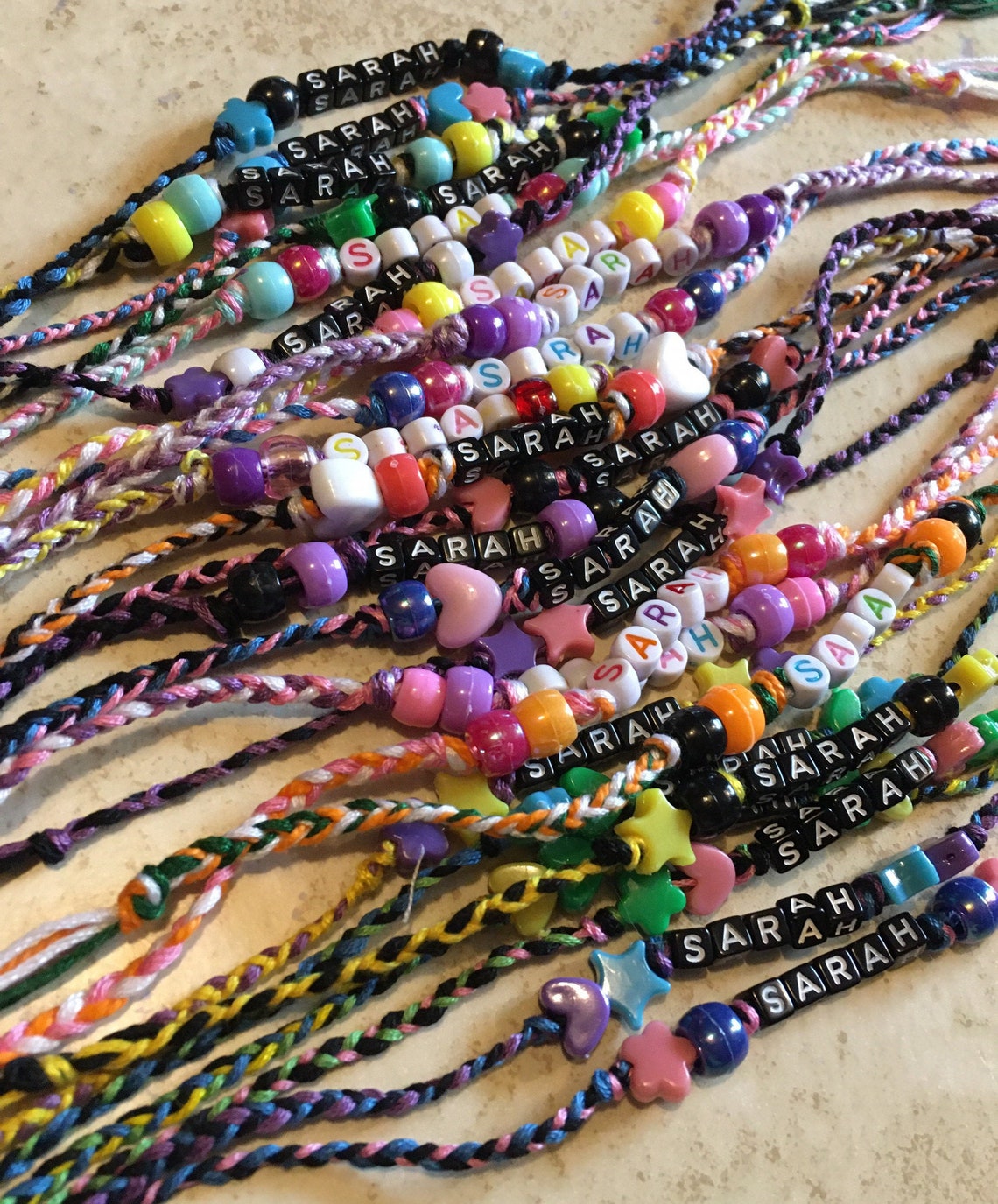 Custom Name Thread and Bead Friendship Bracelet