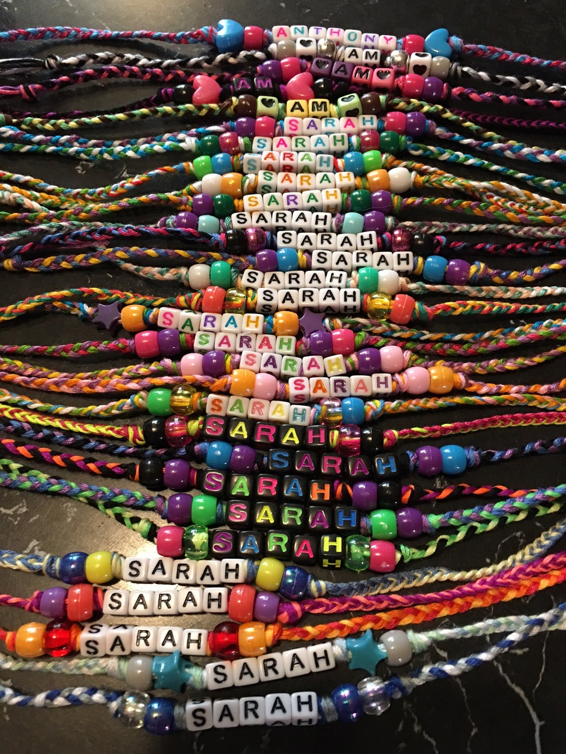 Custom Name Thread and Bead Friendship Bracelet