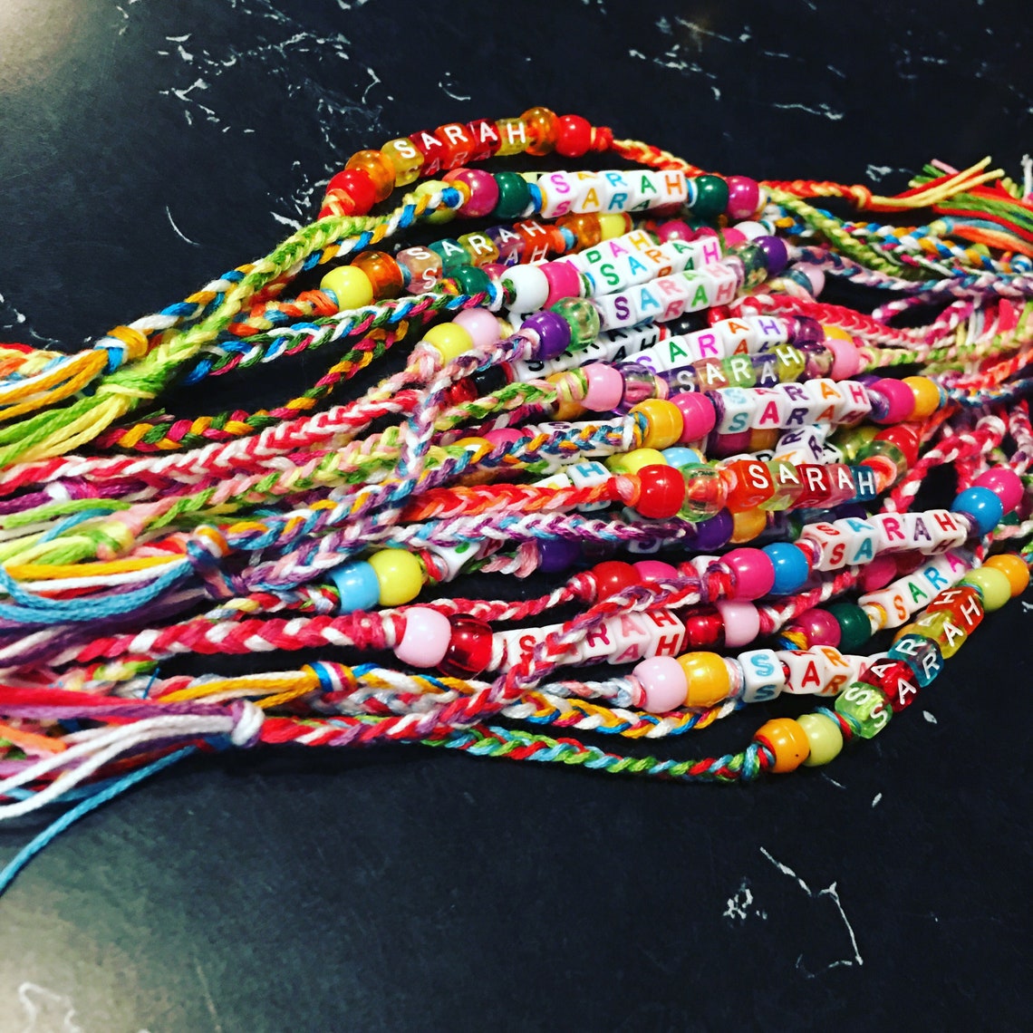 Custom Name Thread and Bead Friendship Bracelet