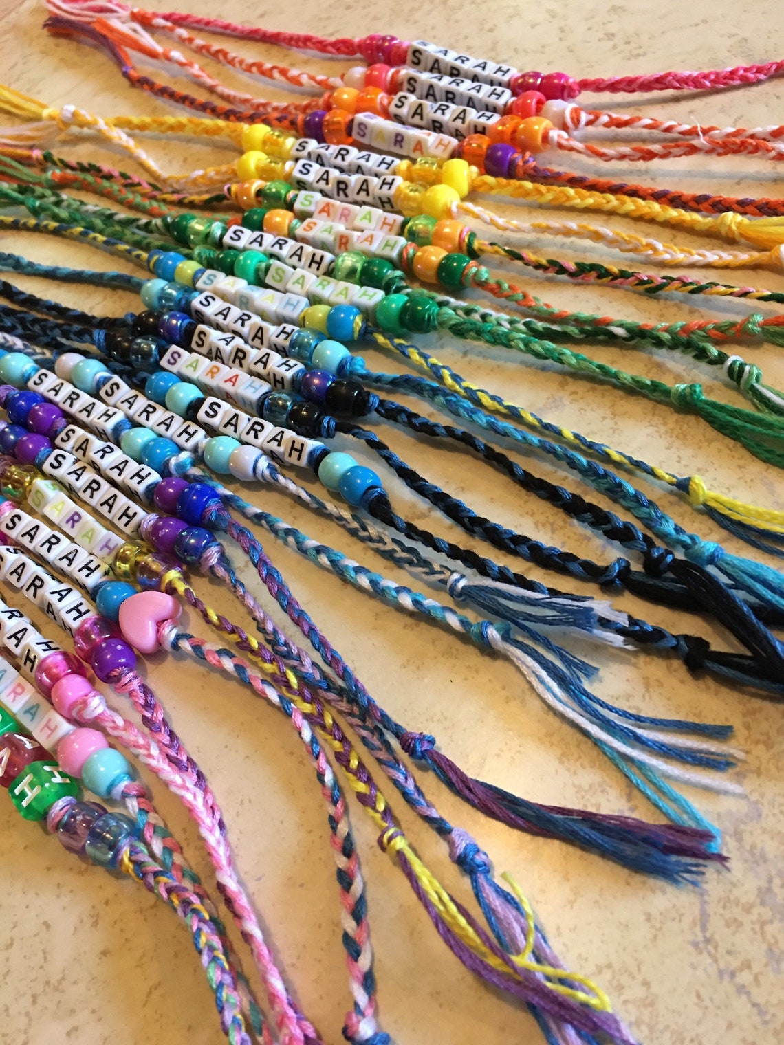 Custom Name Thread and Bead Friendship Bracelet