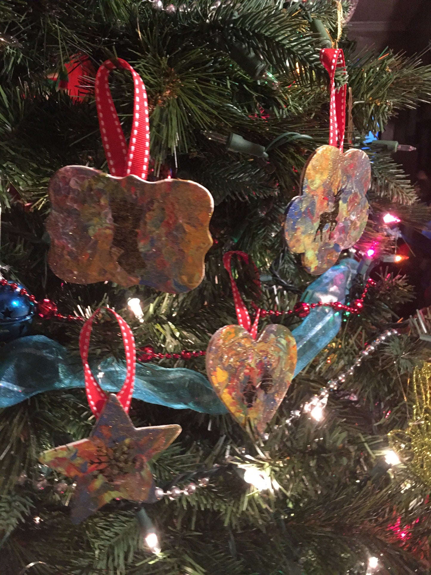 Handpainted Christmas Ornaments, Set of 4