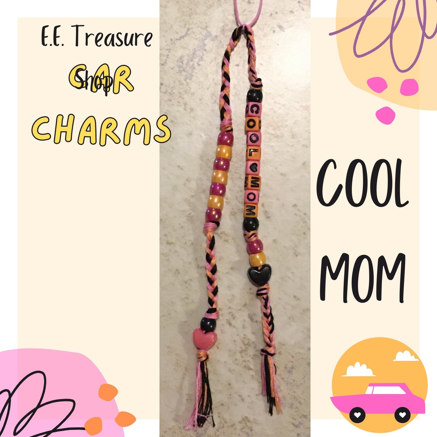 Mom Car Charm, Rear View Mirror Hanger