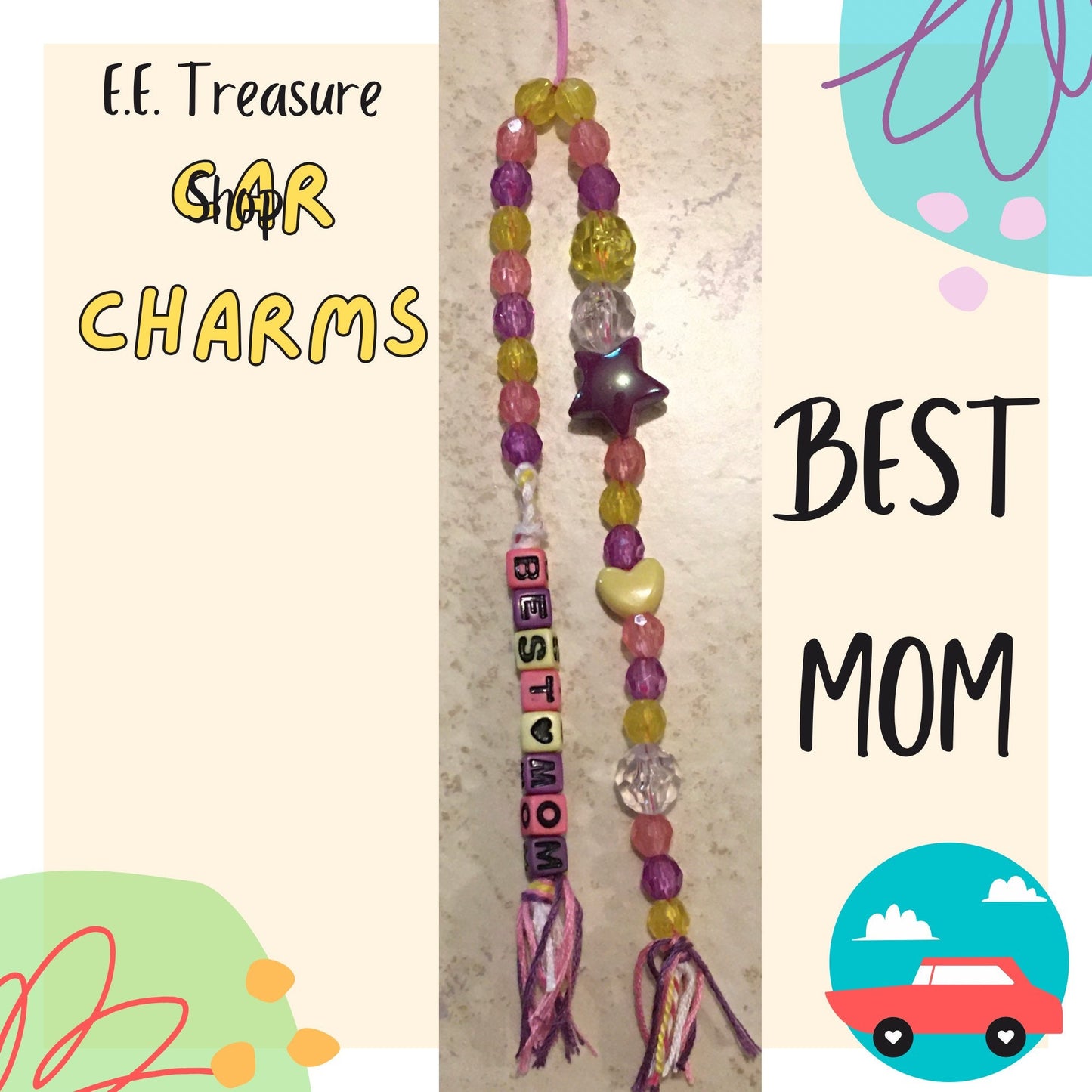 Mom Car Charm, Rear View Mirror Hanger