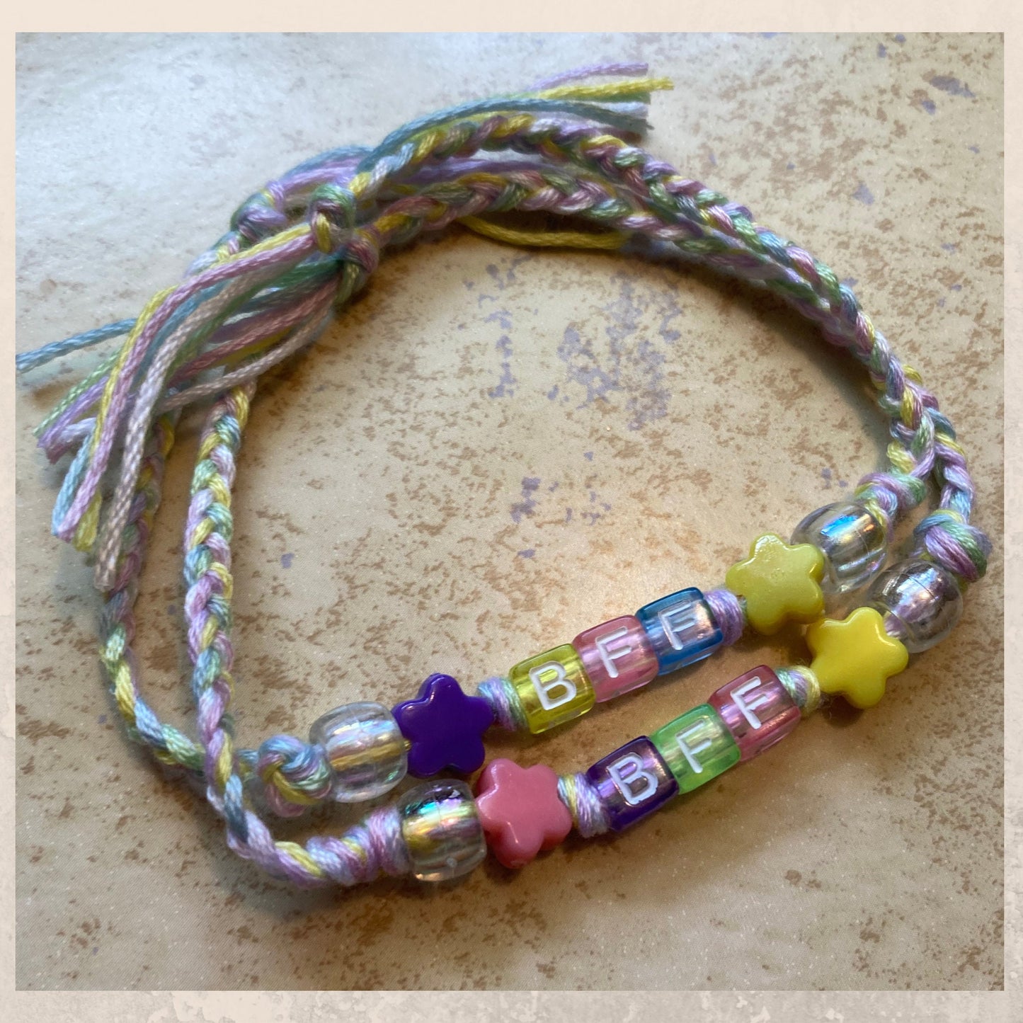 Thread and Bead Friendship Bracelet Set of 2, Best Friends Bracelets