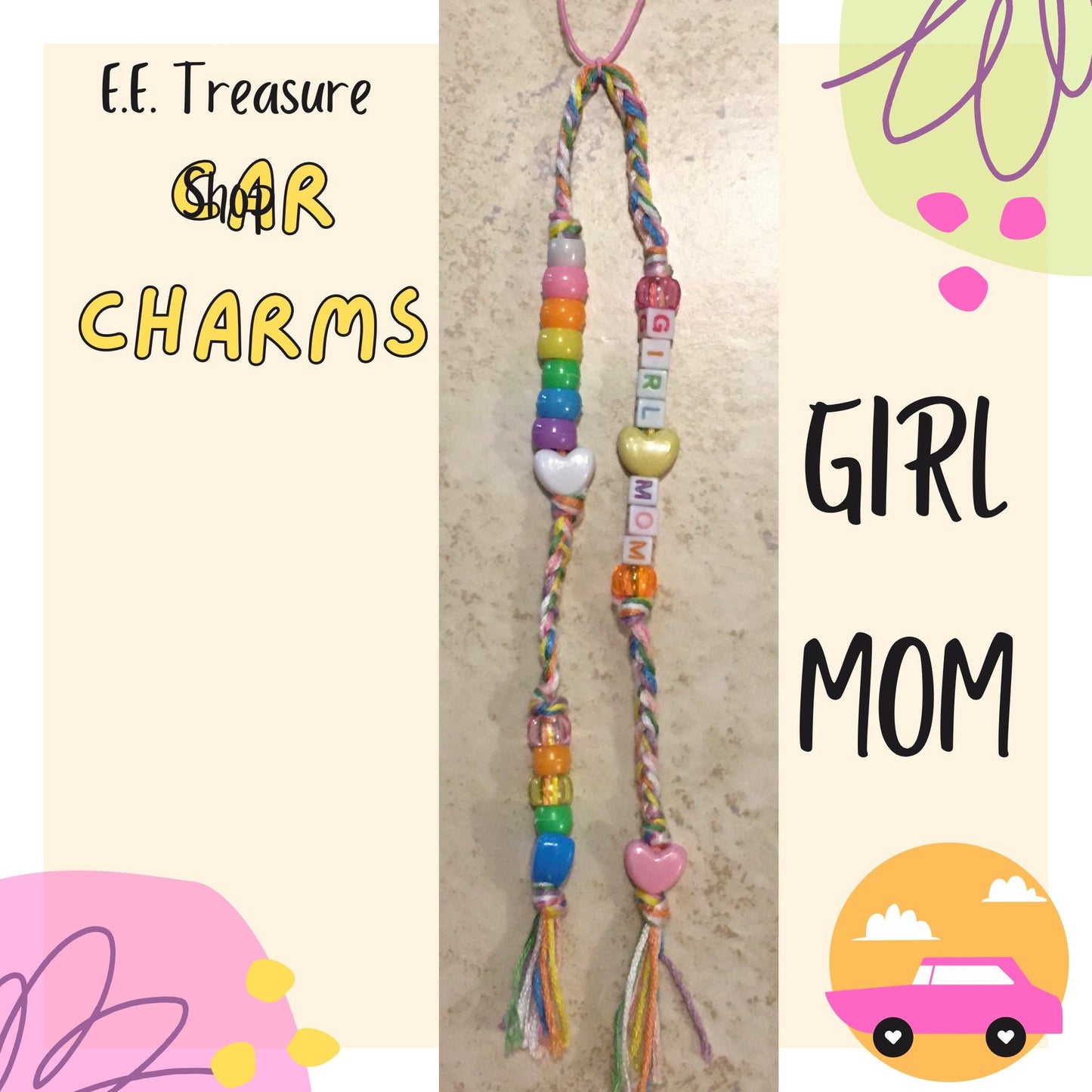 Mom Car Charm, Rear View Mirror Hanger