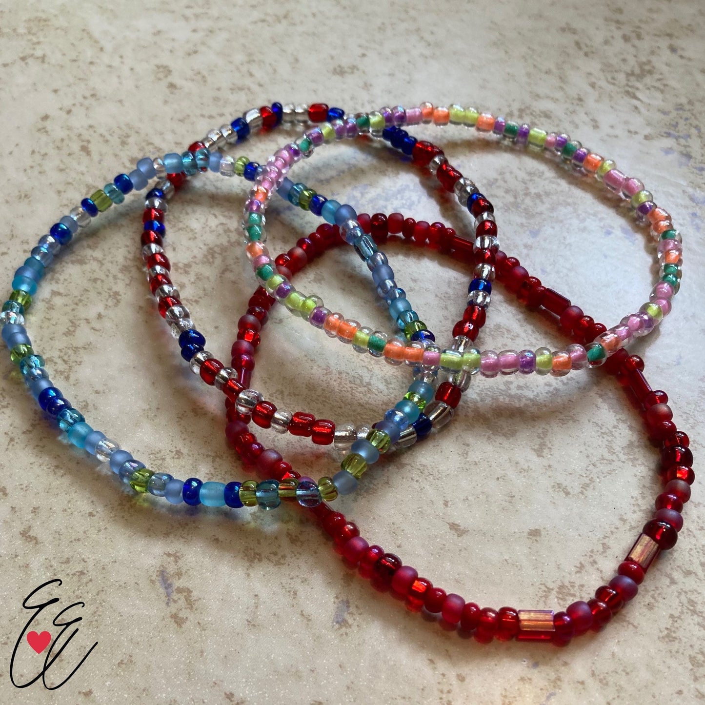 Stretchy Beaded Anklets, Glass Seed Bead Waterproof