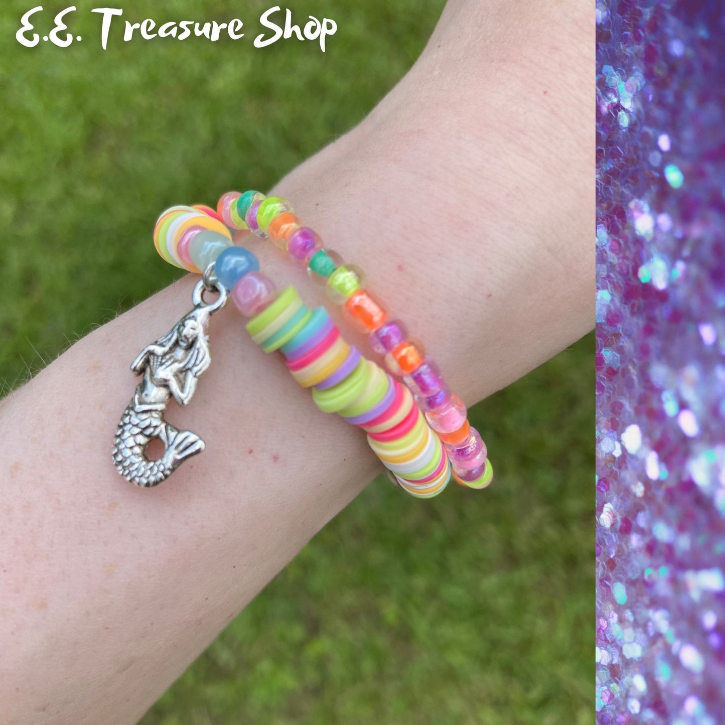 Mermaid Beaded Bracelet Stack, Set of 2