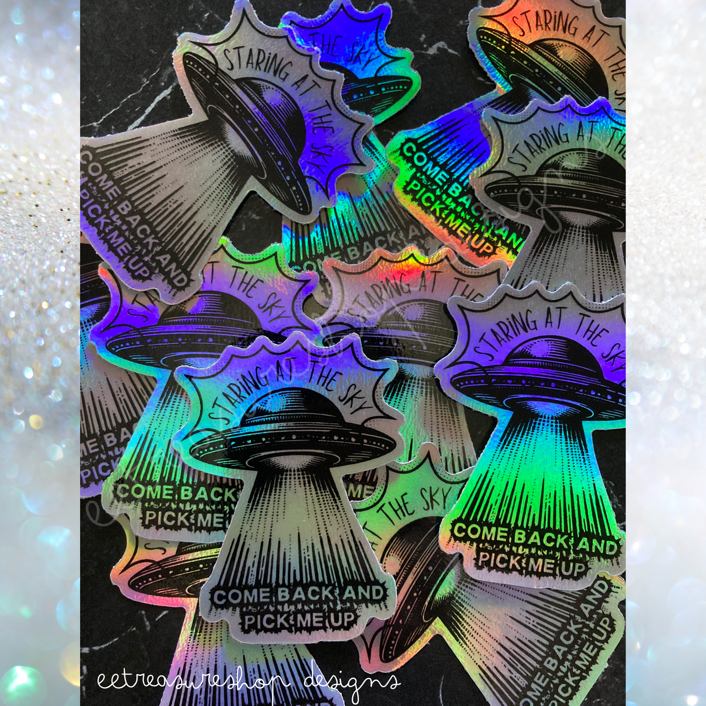 TTPD Down Bad UFO Taylor Swift Inspired Holographic Waterproof Vinyl Sticker