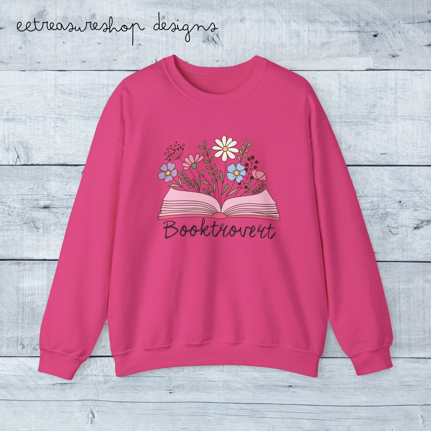 Booktrovert Floral Open Book Sweatshirt | Reading Lover Crewneck, Booklover Shirt