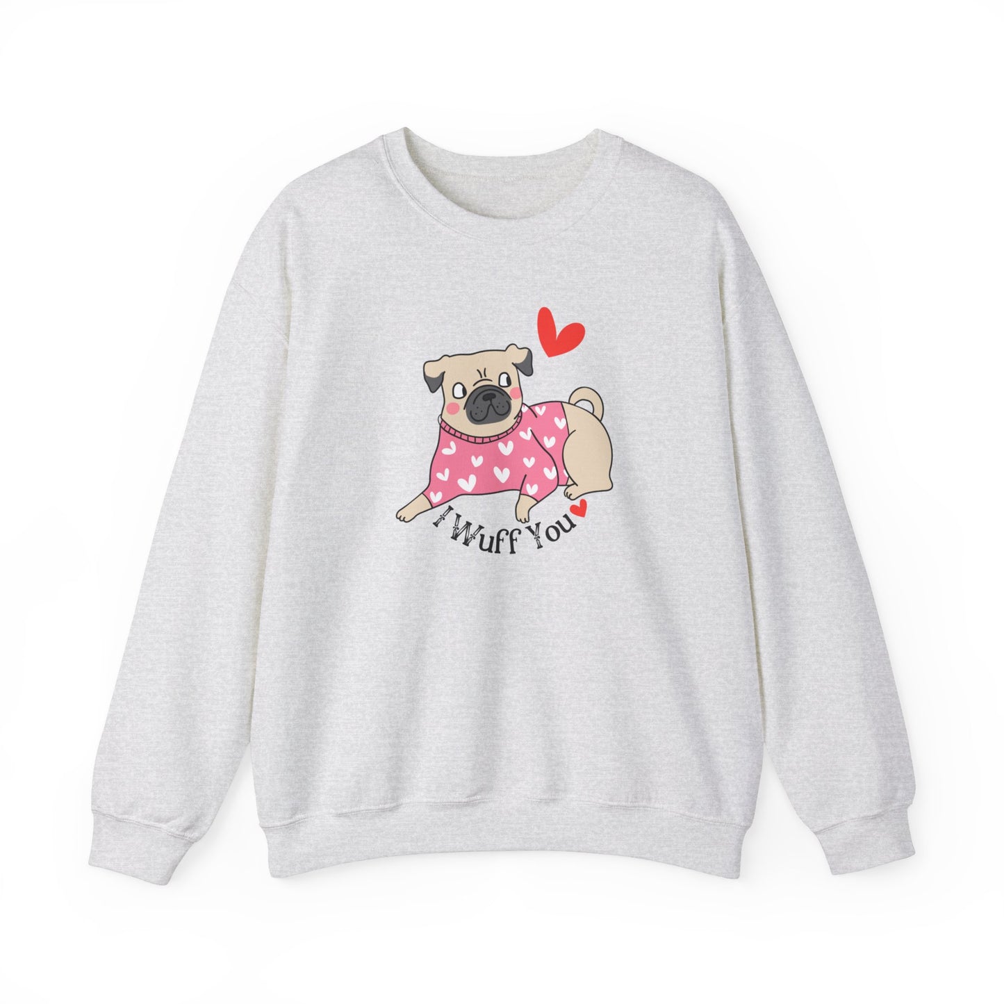 I Wuff You Valentines Day Unisex Heavy Blend Crewneck Sweatshirt, Dog Valentines Shirt, Gift for Her or Him for Valentines Day