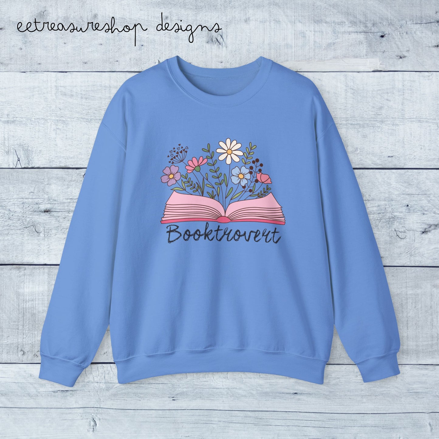 Booktrovert Floral Open Book Sweatshirt | Reading Lover Crewneck, Booklover Shirt