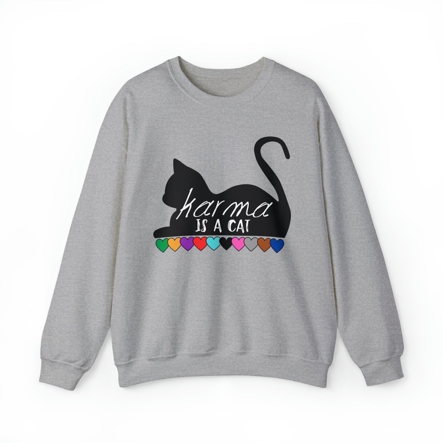 Karma is a Cat Unisex Crewneck Sweatshirt, Swiftie Sweatshirt, Taylor Swift Cat Lover Shirt, Cat Mom Swiftie Christmas Gift