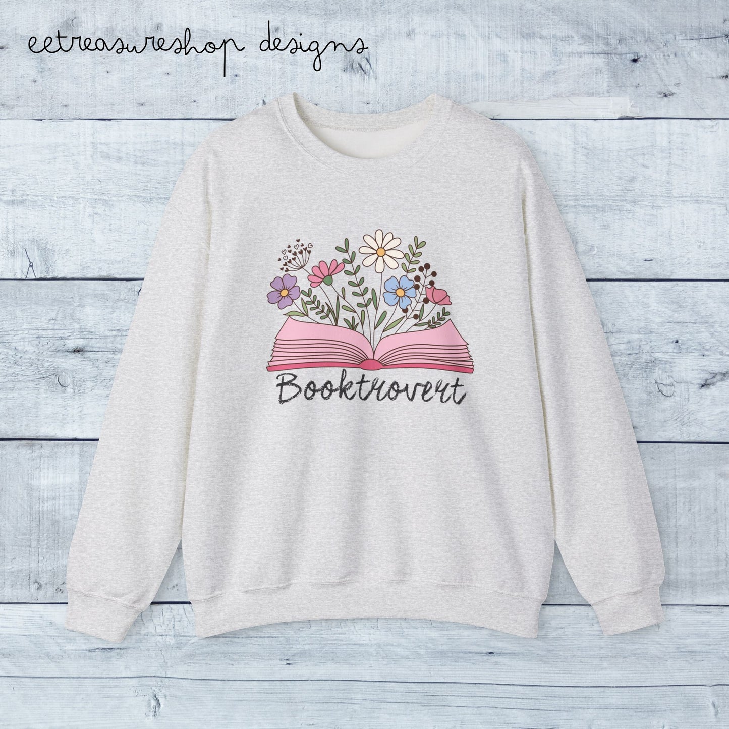 Booktrovert Floral Open Book Sweatshirt | Reading Lover Crewneck, Booklover Shirt
