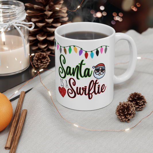 Santa is a Swiftie Christmas Ceramic Mug 11oz, Swiftie Coffee Cup, Swiftie Gift, Taylor Swift Fan Mug