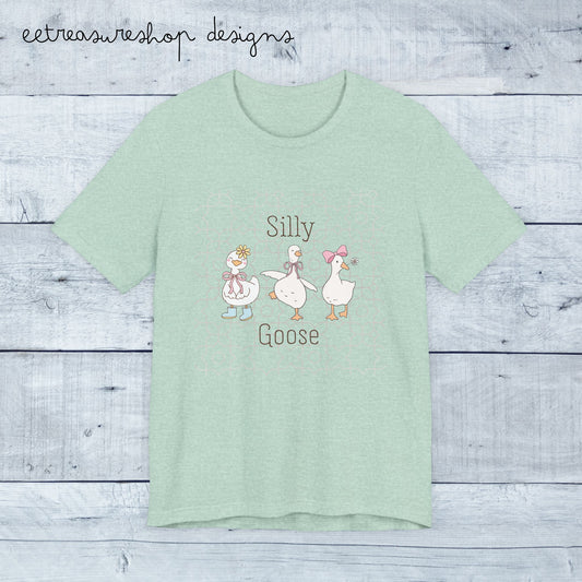 Silly Goose Cute Graphic Tee, Pastel Goose T-Shirt