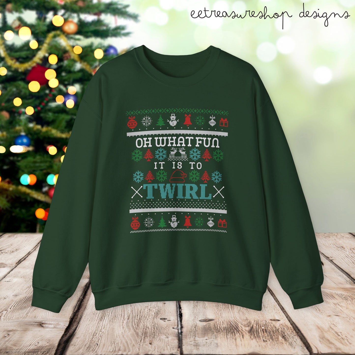 Majorette Twirl Sweatshirt, Baton Twirler Christmas Gift, Fun Twirling Apparel, Team Spirit Crewneck Jumper, Holiday Twirling Sweater