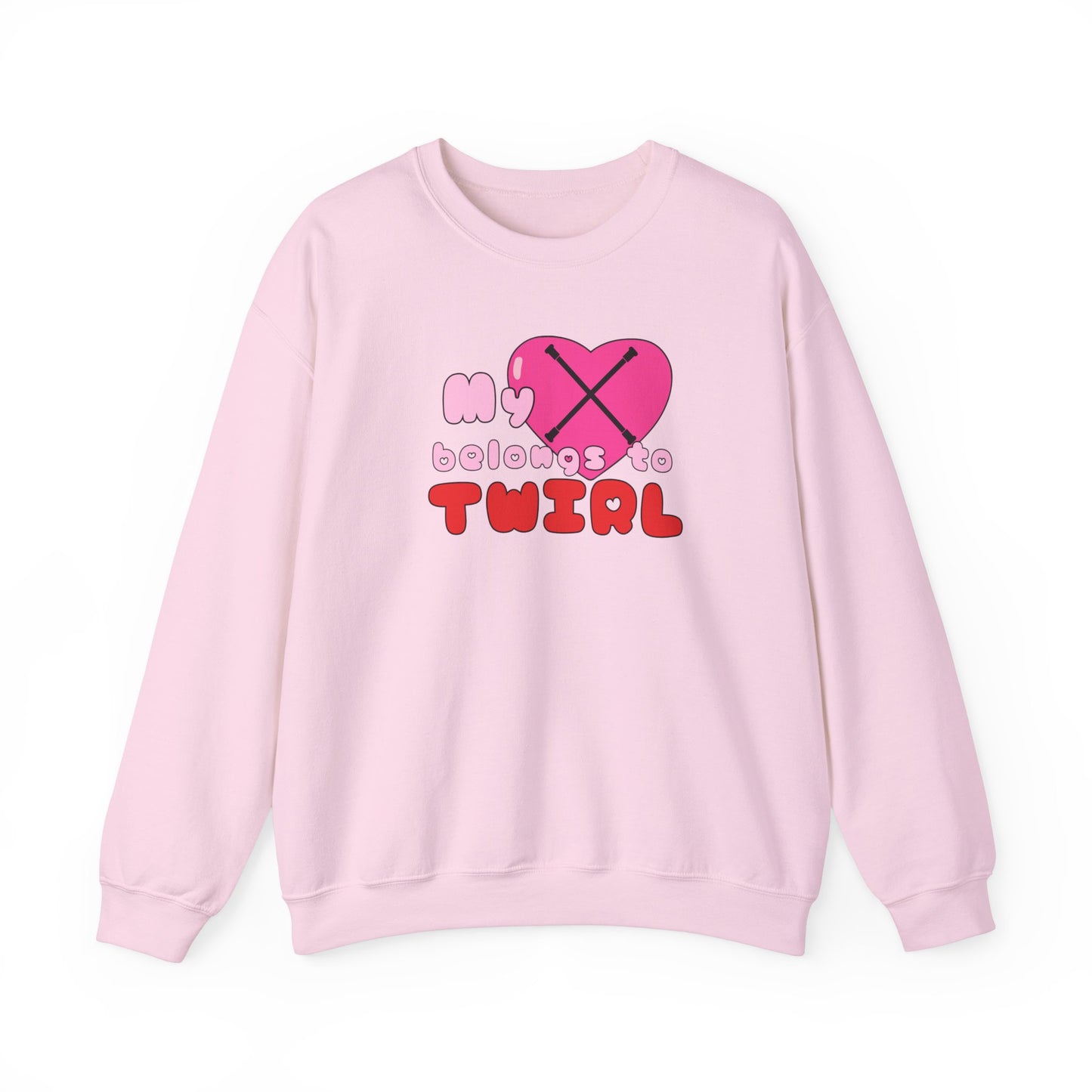 My Heart Belongs to Twirl Valentines Day Unisex Heavy Blend Crewneck Sweatshirt, Baton Twirler Valentines Shirt, Gift for Twirler