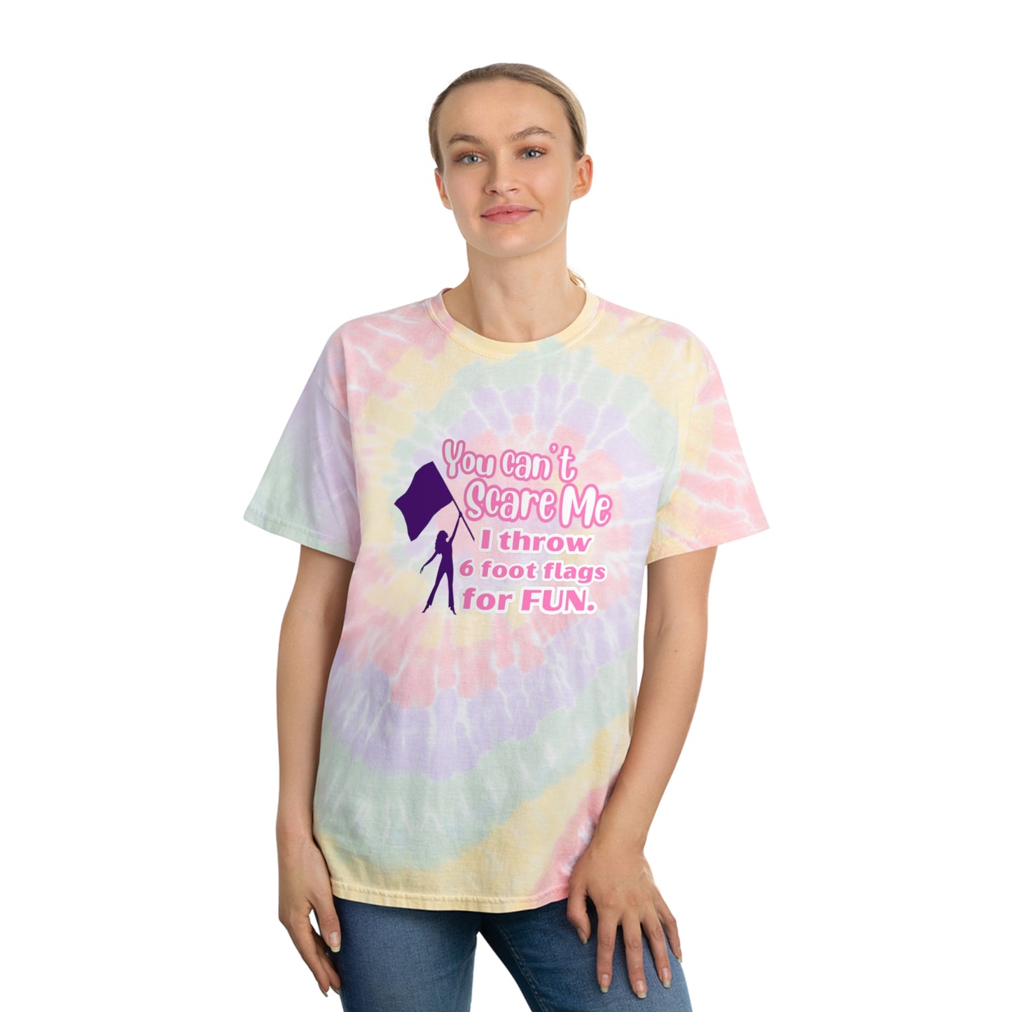 You Cant Scare Me Color Guard Spiral Tie-Dye Tee, Birthday Gift for Color Guard Friend