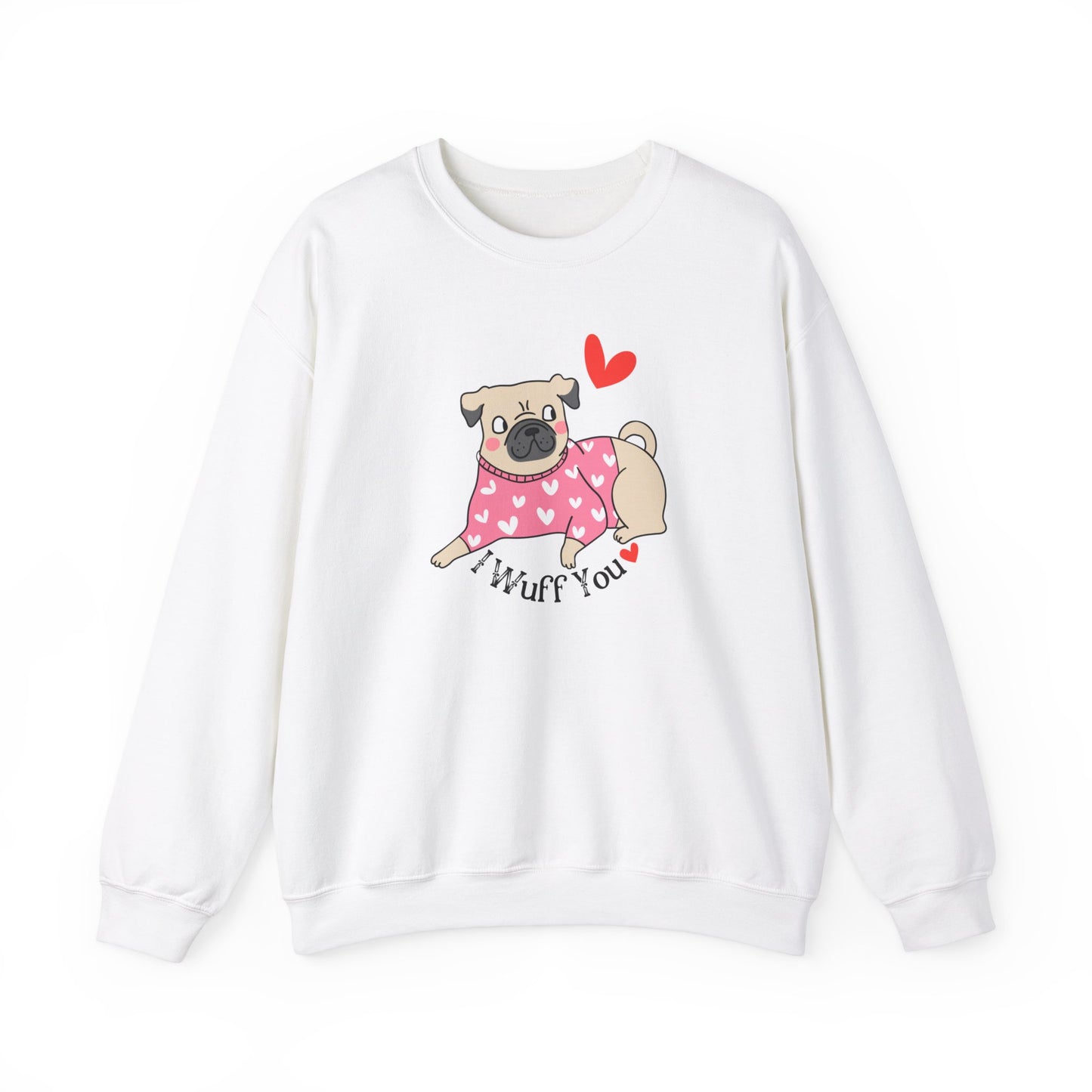 I Wuff You Valentines Day Unisex Heavy Blend Crewneck Sweatshirt, Dog Valentines Shirt, Gift for Her or Him for Valentines Day
