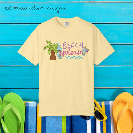 Beach Please Unisex T-shirt, Comfort Colors Tee, Summer Graphic Shirt, Vacation Apparel, Beach Lover Gift